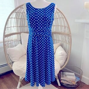 Perceptions New York Blue White Polka Dot Fit & Flare Dress Size‎ 6 Nautical